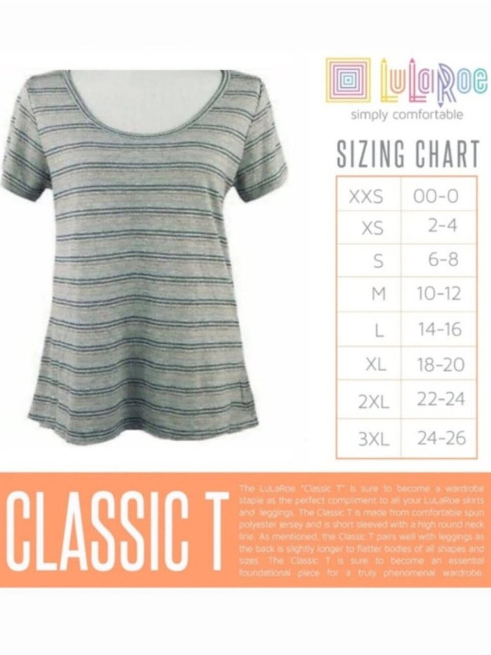 LuLaRoe Gold/Silver Zigzag Print Classic Tee - Picture 2 of 5